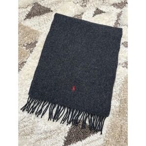 Polo Ralph Lauren 100% Lambswool Scarf Red Pony Embroidery Scotland Quiet Luxury